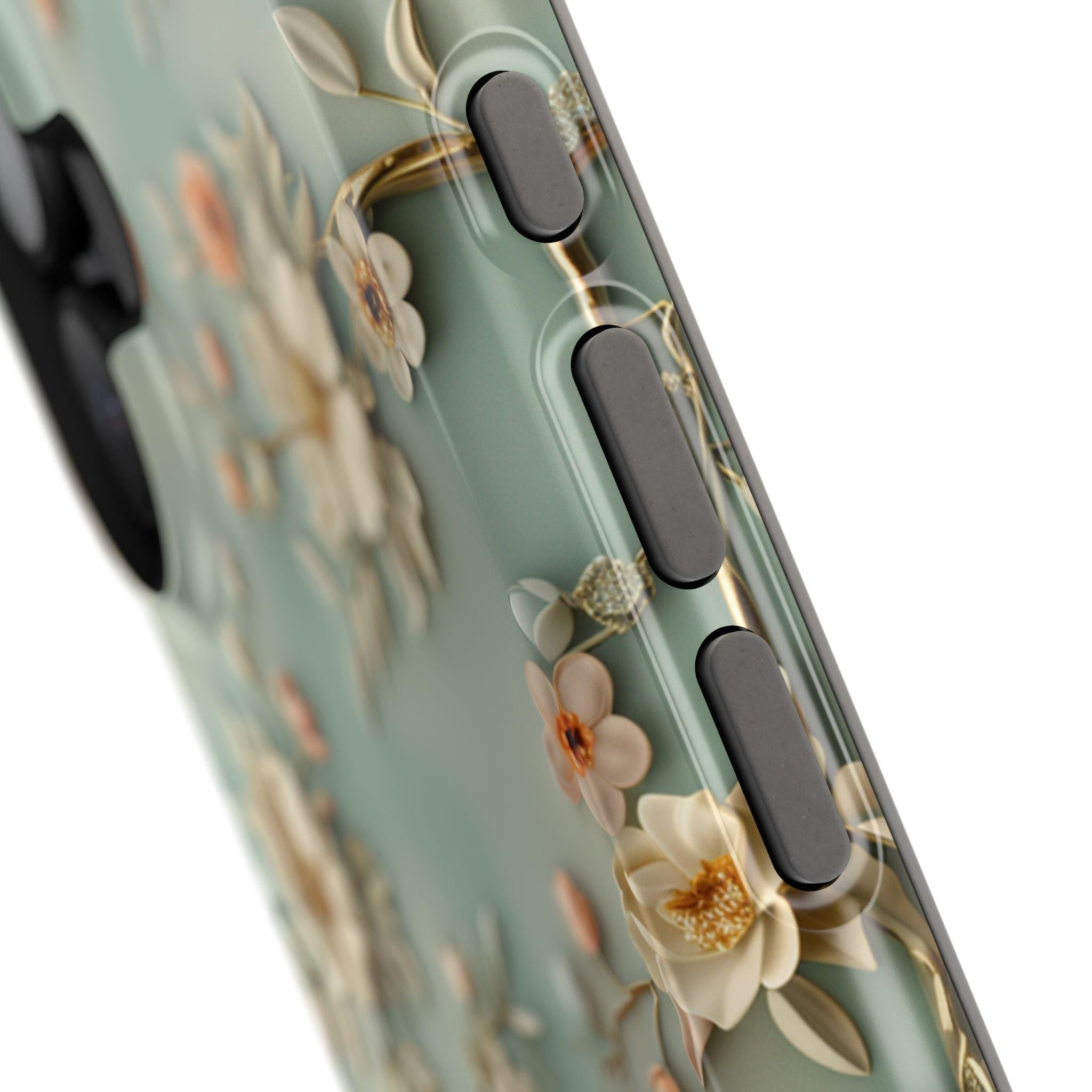 Elegant Chinoiserie MagSafe iPhone Case: Pastel Birds & Blooms for 13-16 Pro/Plus/Max Models