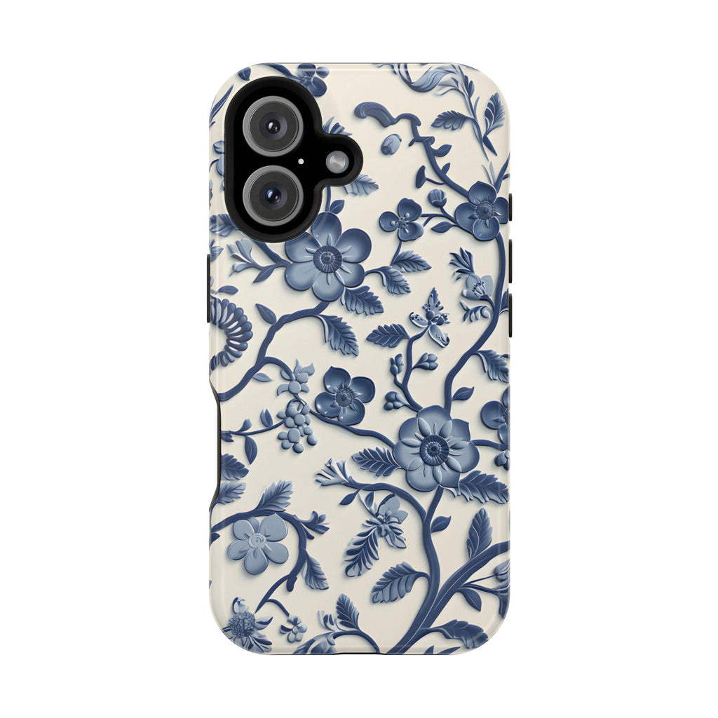 Elegant Chinoiserie MagSafe iPhone Case: Blue & White Porcelain-Inspired Design for Various Models