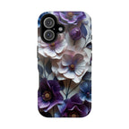 Elegant Floral MagSafe iPhone Case: Purple & Blue Bloom Design for 13-16 Series (All Models)