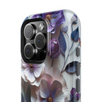 Elegant Floral MagSafe iPhone Case: Purple & Blue Bloom Design for 13-16 Series (All Models)