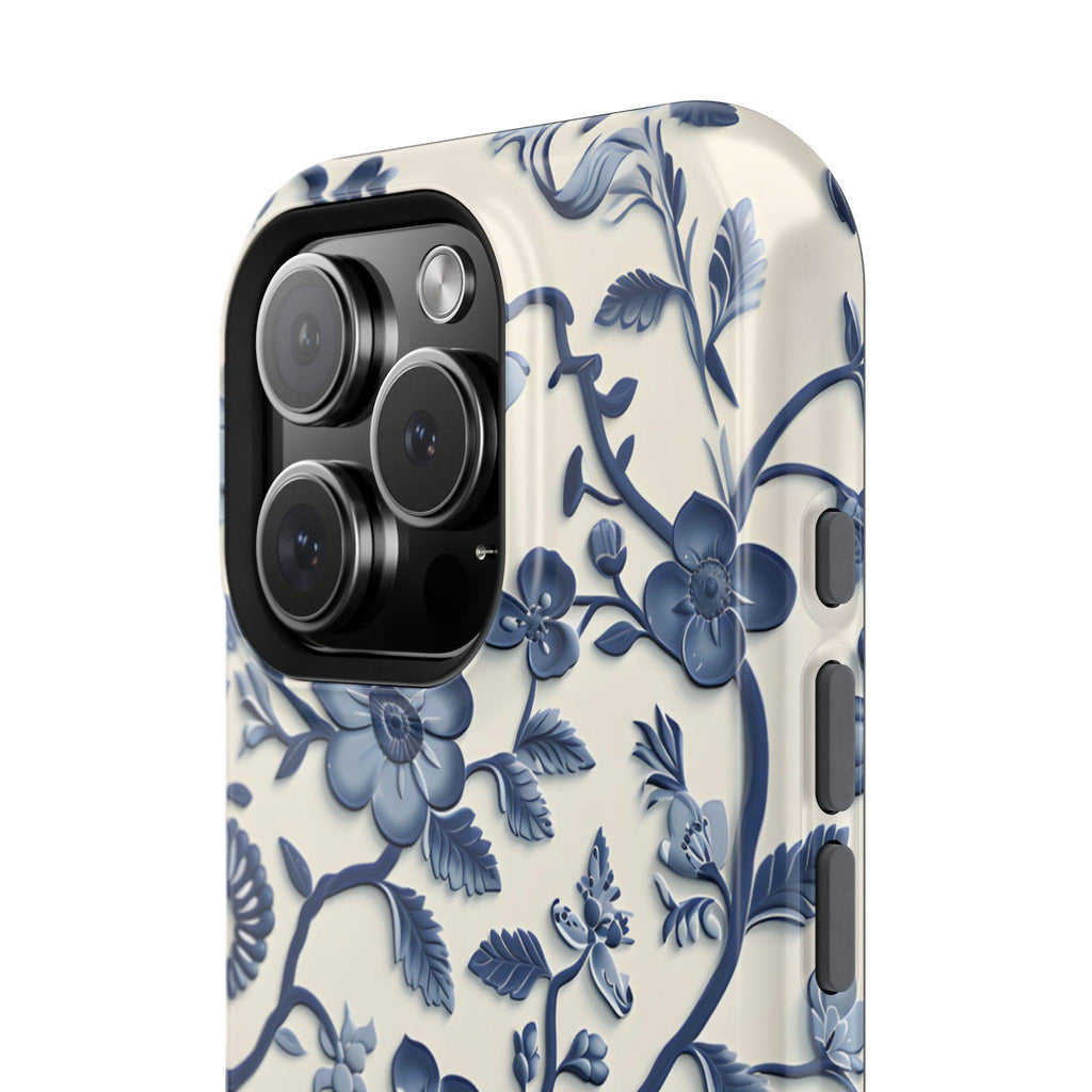 Elegant Chinoiserie MagSafe iPhone Case: Blue & White Porcelain-Inspired Design for Various Models