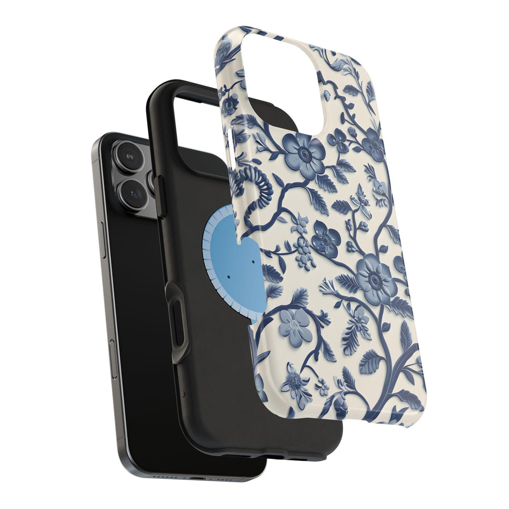 Elegant Chinoiserie MagSafe iPhone Case: Blue & White Porcelain-Inspired Design for Various Models