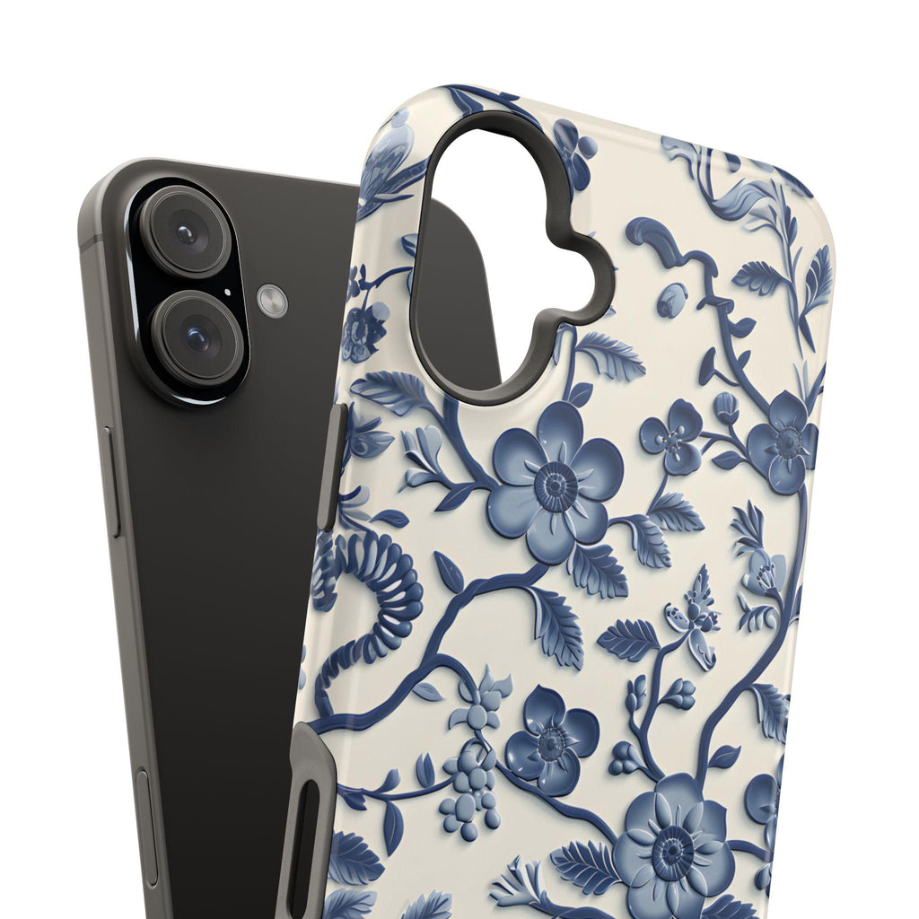 Elegant Chinoiserie MagSafe iPhone Case: Blue & White Porcelain-Inspired Design for Various Models