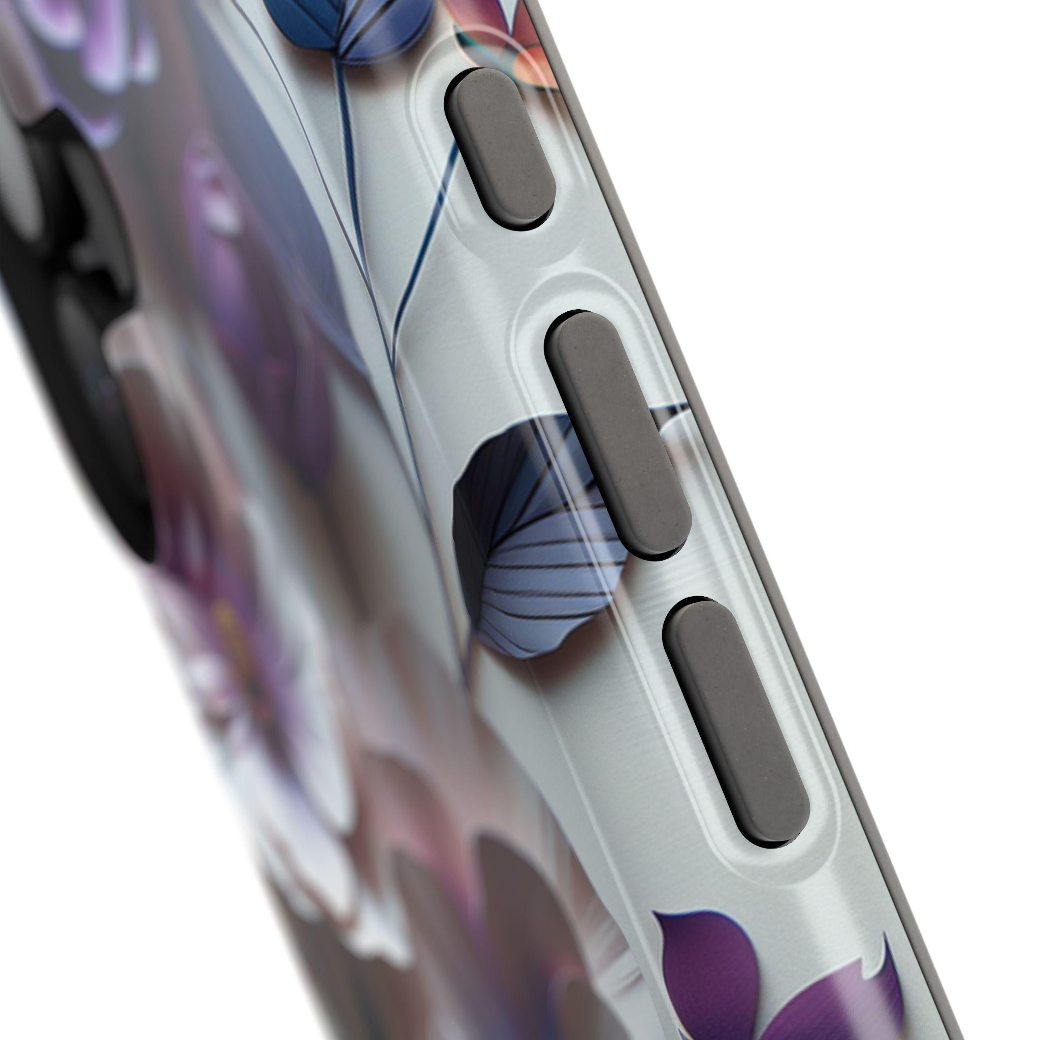 Elegant Floral MagSafe iPhone Case: Purple & Blue Bloom Design for 13-16 Series (All Models)
