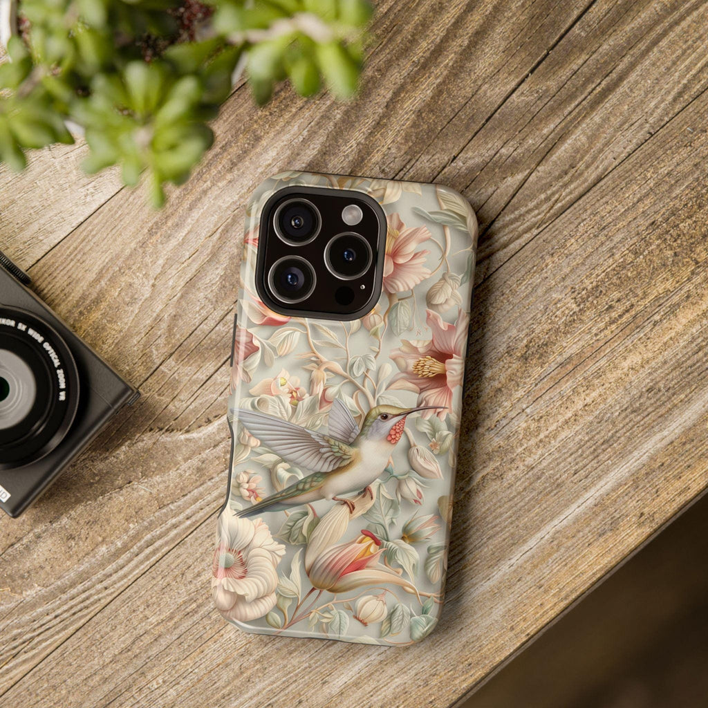 William Morris Inspired Hummingbird Floral Magnetic Tough Case for iPhone 13-16 (Pro,Plus,ProMax)