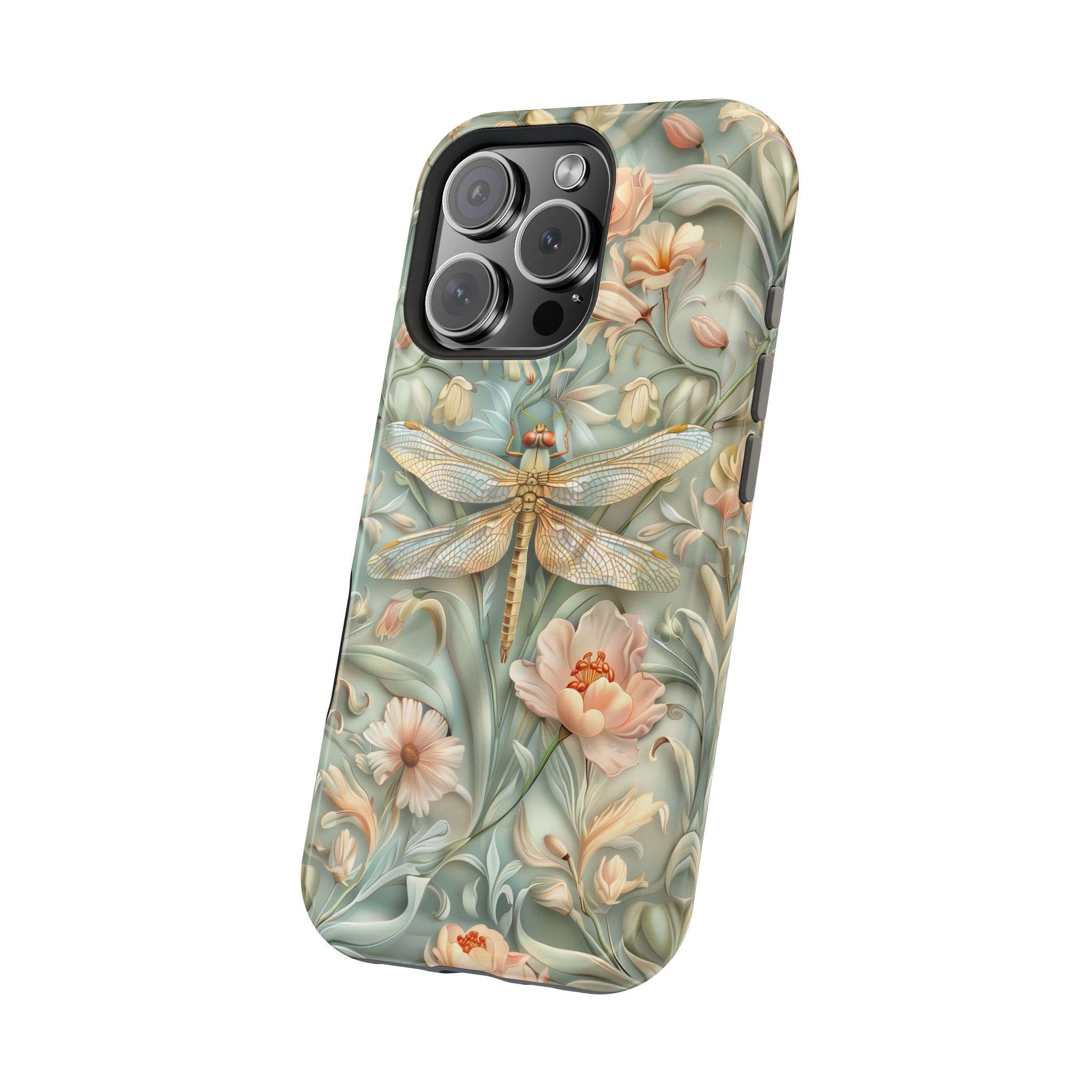 William Morris Dragonfly Floral MagSafe iPhone Tough Case