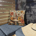 Whimsical Botanical Mushroom Outdoor Pillow: Nature-Inspired Garden Accent for Cozy Patio Decor
