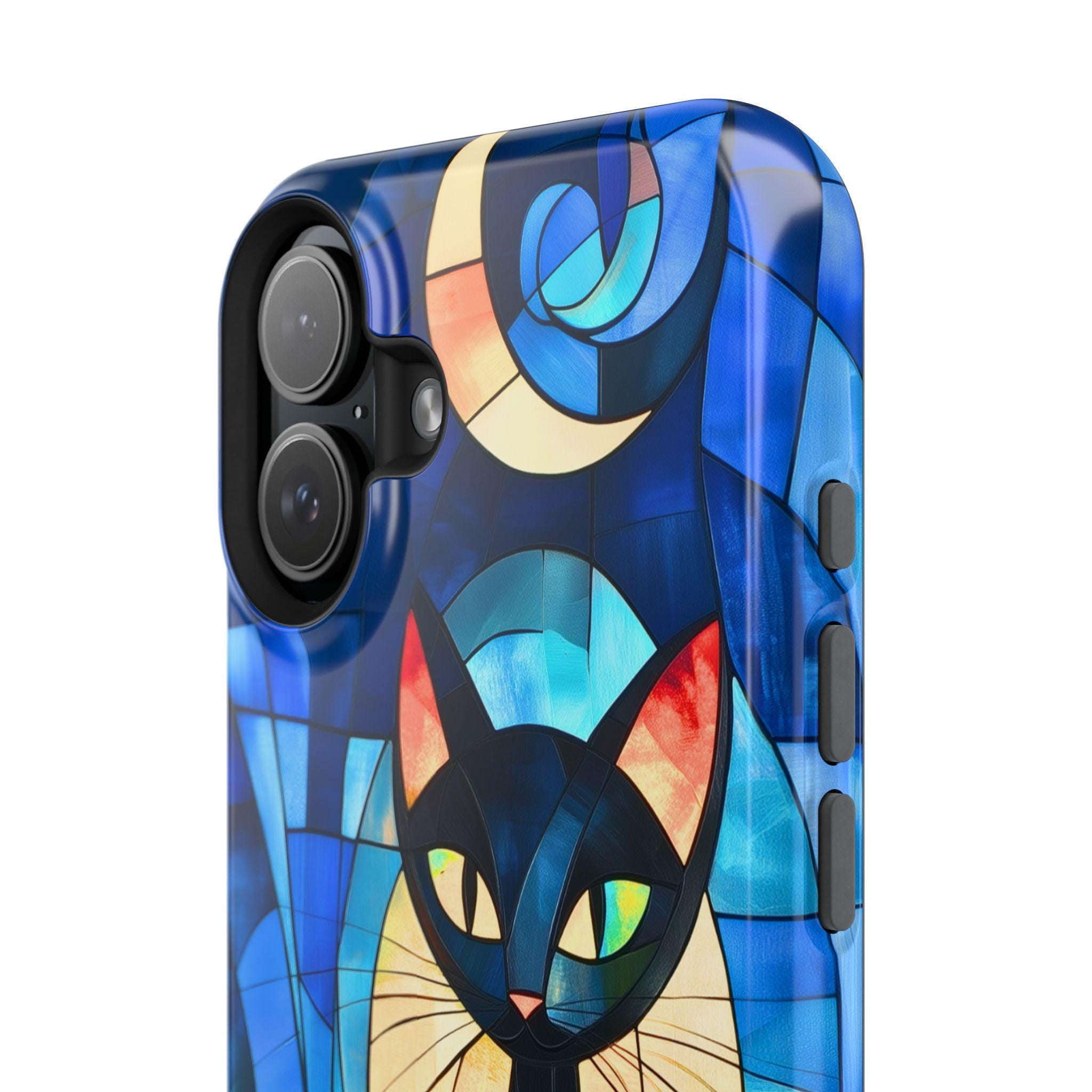 Cubist Cat MagSafe iPhone Case: Mid-Century Modern Abstract Feline Art Tough Cover