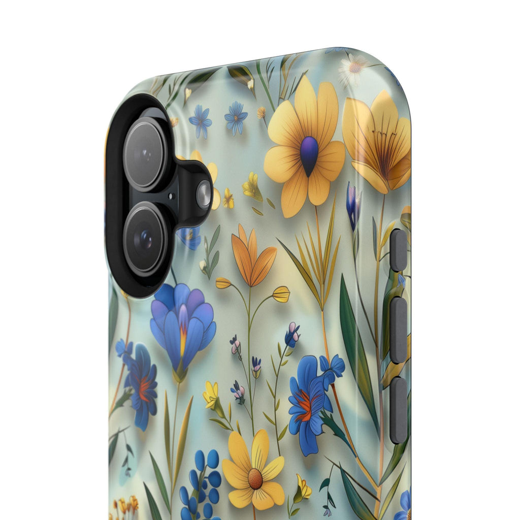 Botanical Meadow MagSafe iPhone Case: Floral Tough Cover with Soft Wildflower Design