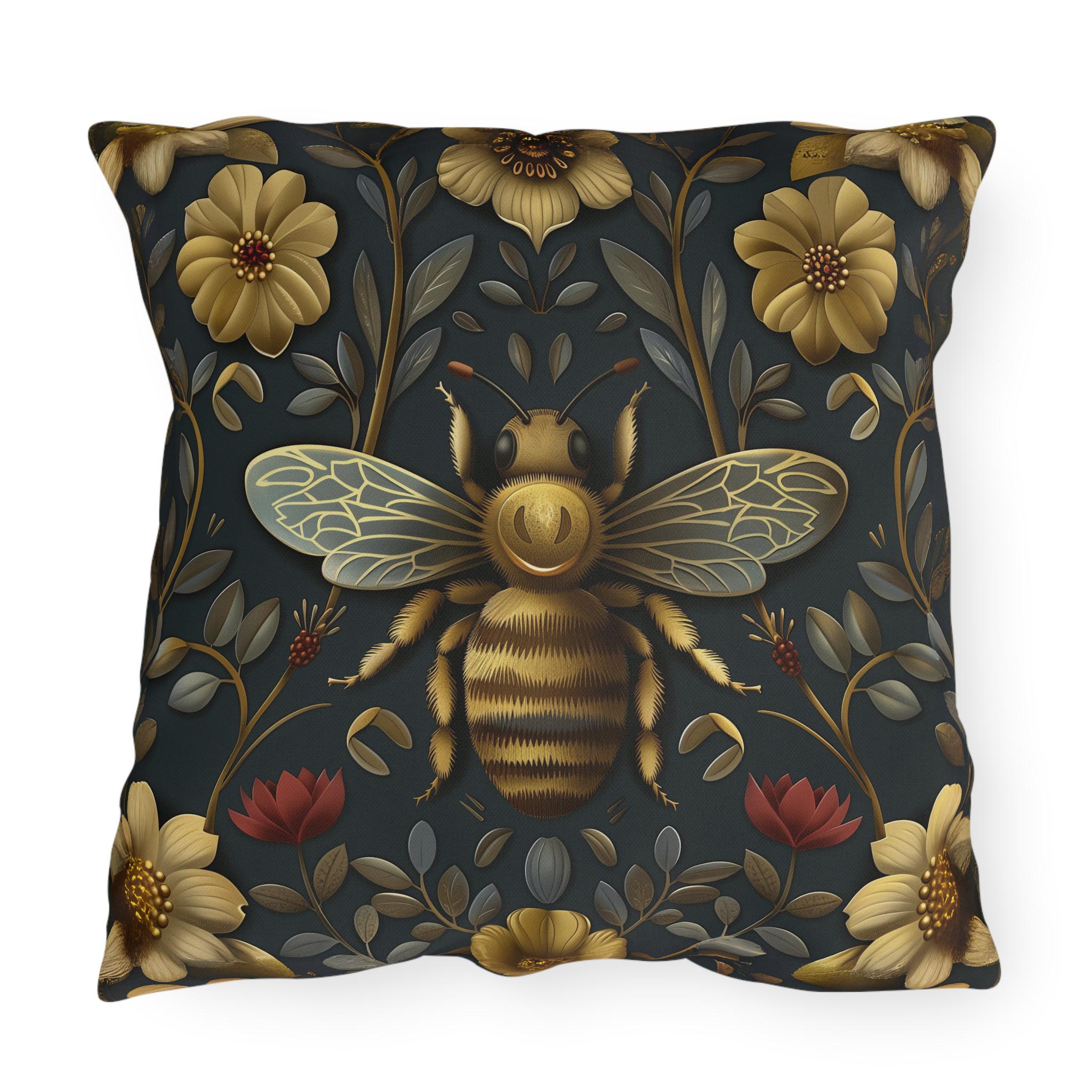 William Morris Bee Garden Throw Pillow: Vintage Floral Outdoor Decor
