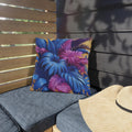 Bold Tropical Patio Pillow Cover: Vibrant Purple, Blue & Magenta Weather Resistant Outdoor Accent Decor