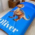Custom Dinosaur Throw Blanket: Personalized Velveteen Plush for Kids' Bedrooms