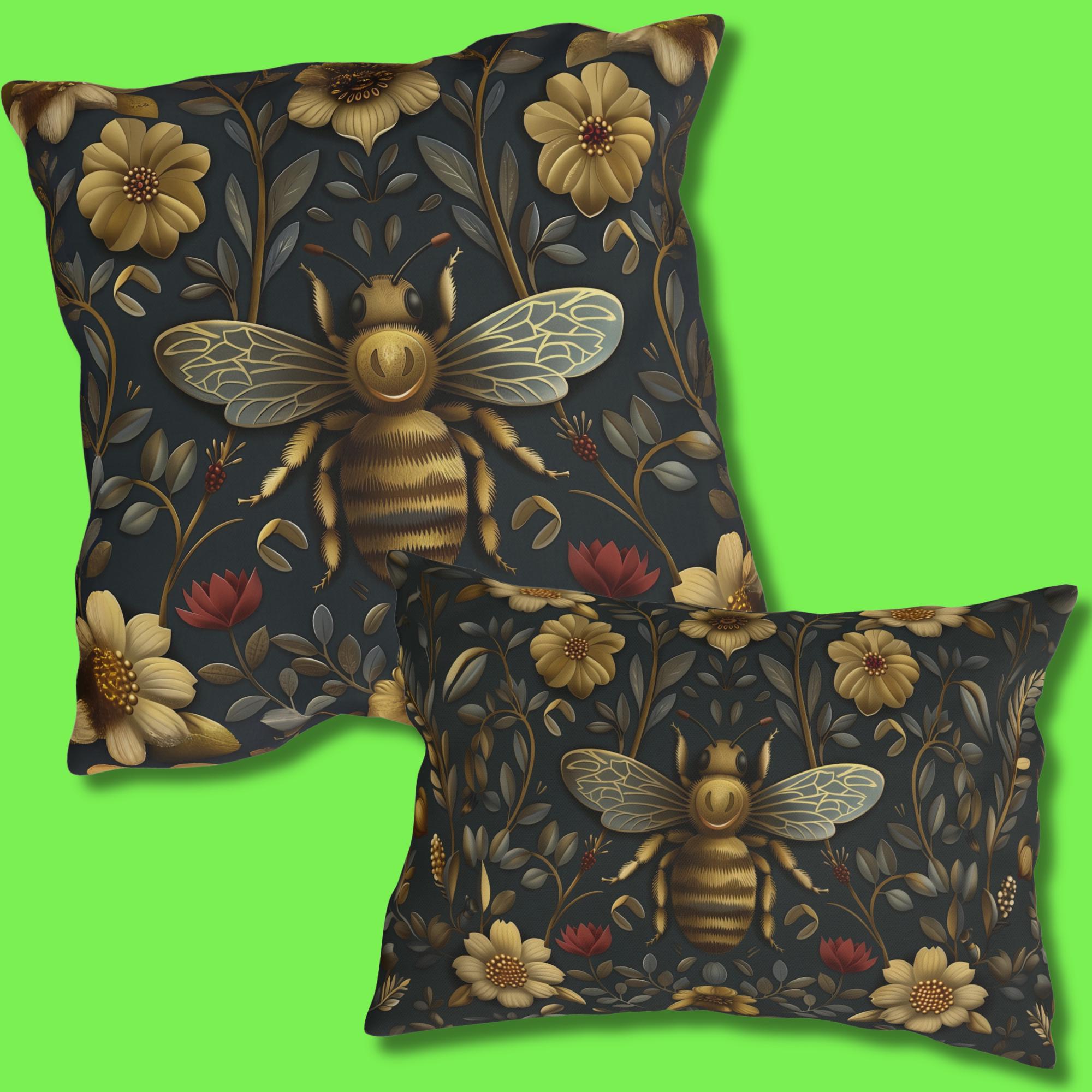 William Morris Bee Garden Throw Pillow: Vintage Floral Outdoor Decor