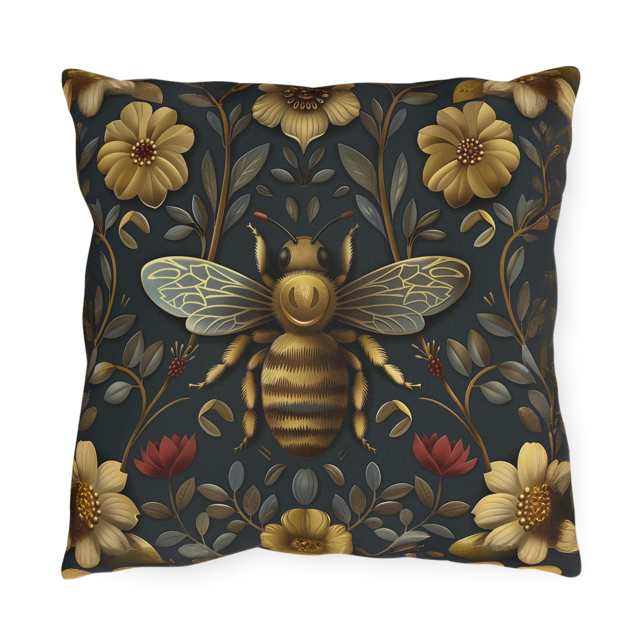 William Morris Bee Garden Throw Pillow: Vintage Floral Outdoor Decor