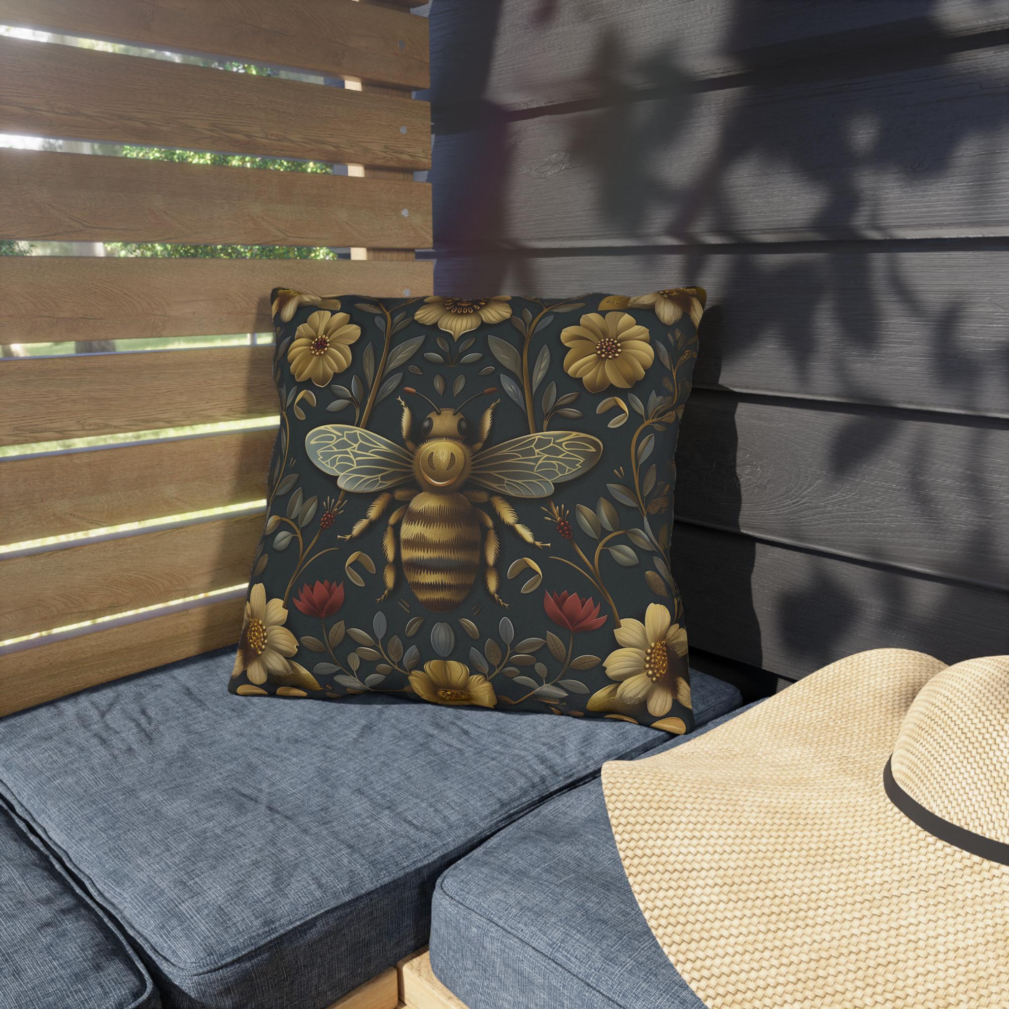 William Morris Bee Garden Throw Pillow: Vintage Floral Outdoor Decor