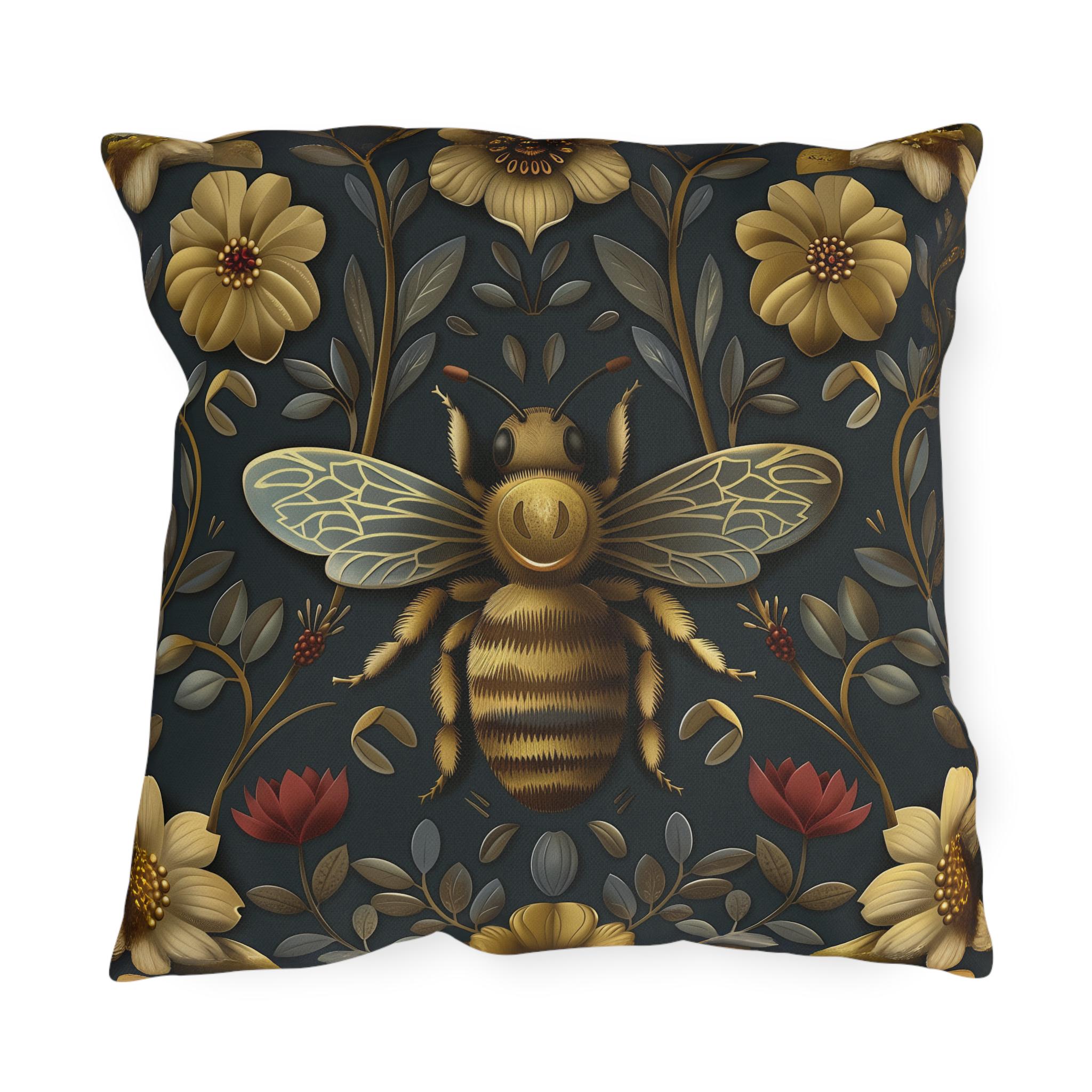 William Morris Bee Garden Throw Pillow: Vintage Floral Outdoor Decor