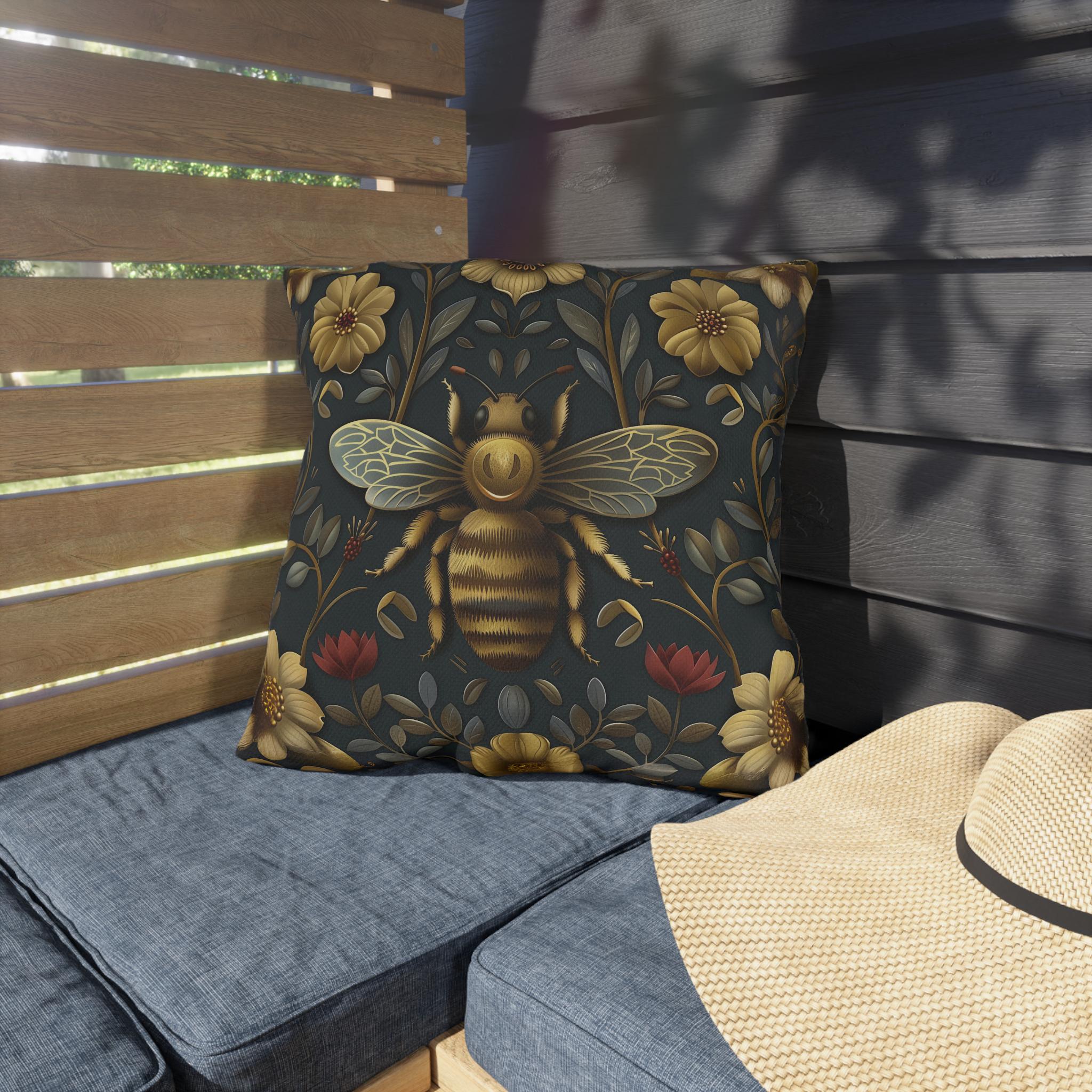 William Morris Bee Garden Throw Pillow: Vintage Floral Outdoor Decor