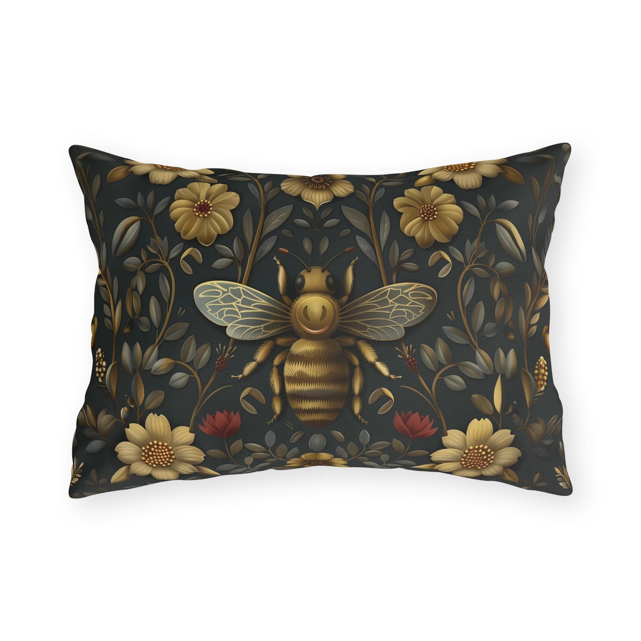 William Morris Bee Garden Throw Pillow: Vintage Floral Outdoor Decor