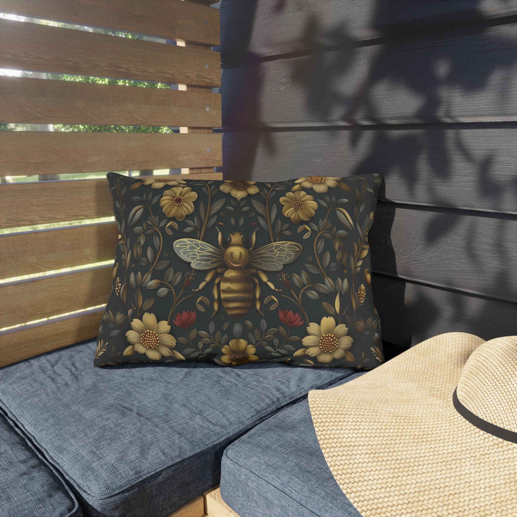 William Morris Bee Garden Throw Pillow: Vintage Floral Outdoor Decor