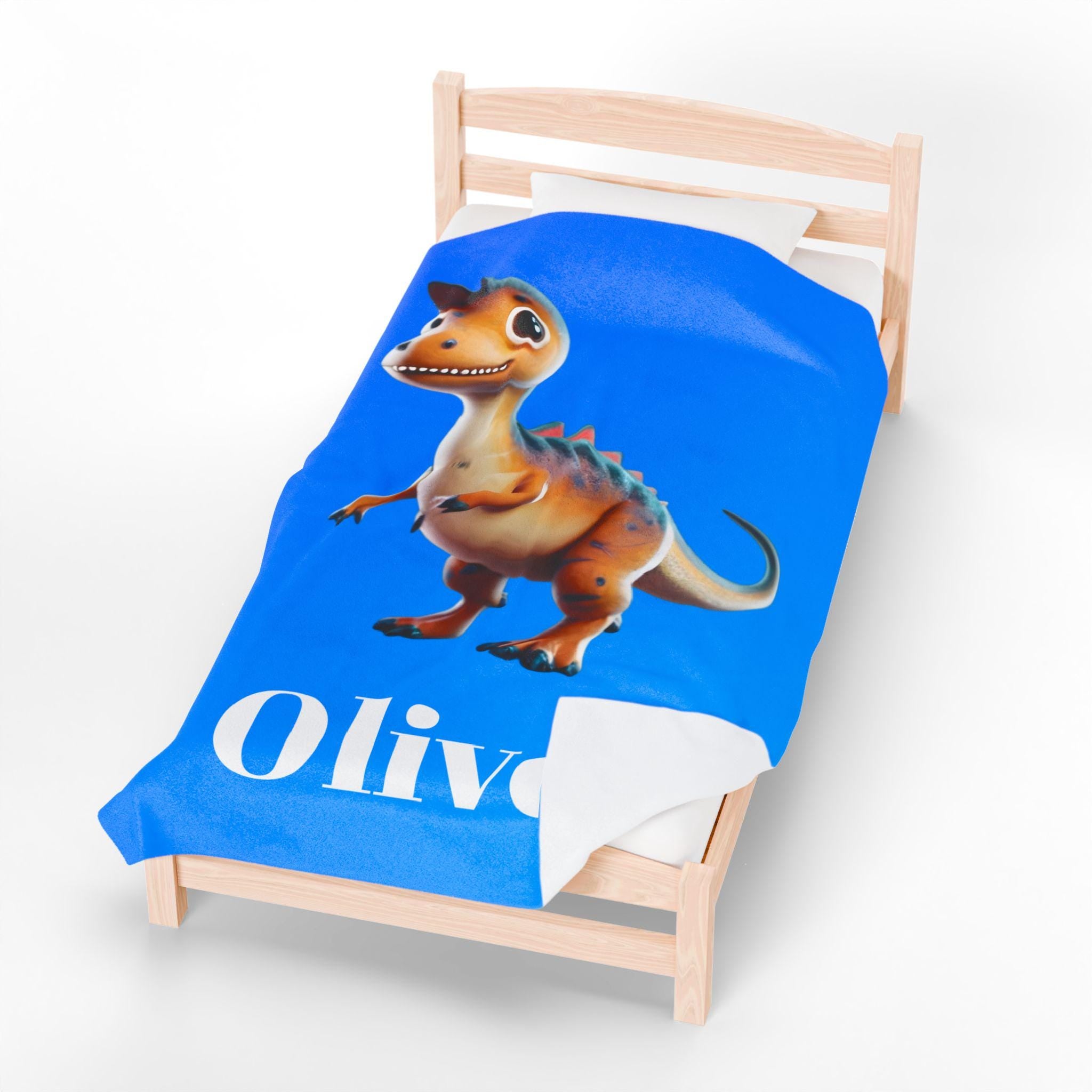 Custom Dinosaur Throw Blanket: Personalized Velveteen Plush for Kids' Bedrooms