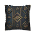Blue & Gold Playing Card Pillow Cover: Gothic Game Room Decor