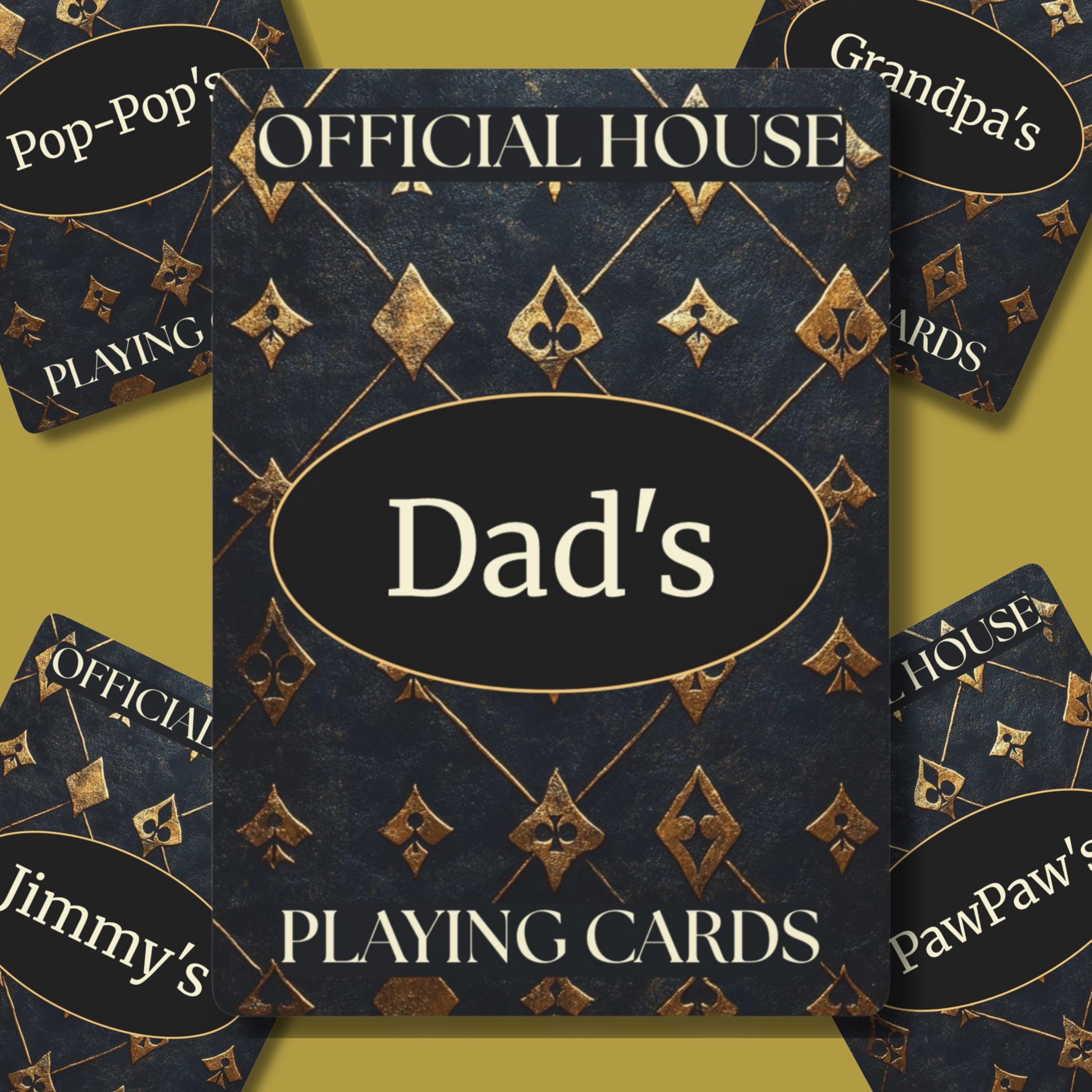Personalized Gold & Black Playing Cards: Custom Deck for Dad, Grandpa, Game Night Gifts