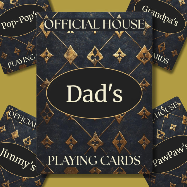 Personalized Gold & Black Playing Cards: Custom Deck for Dad, Grandpa, Game Night Gifts