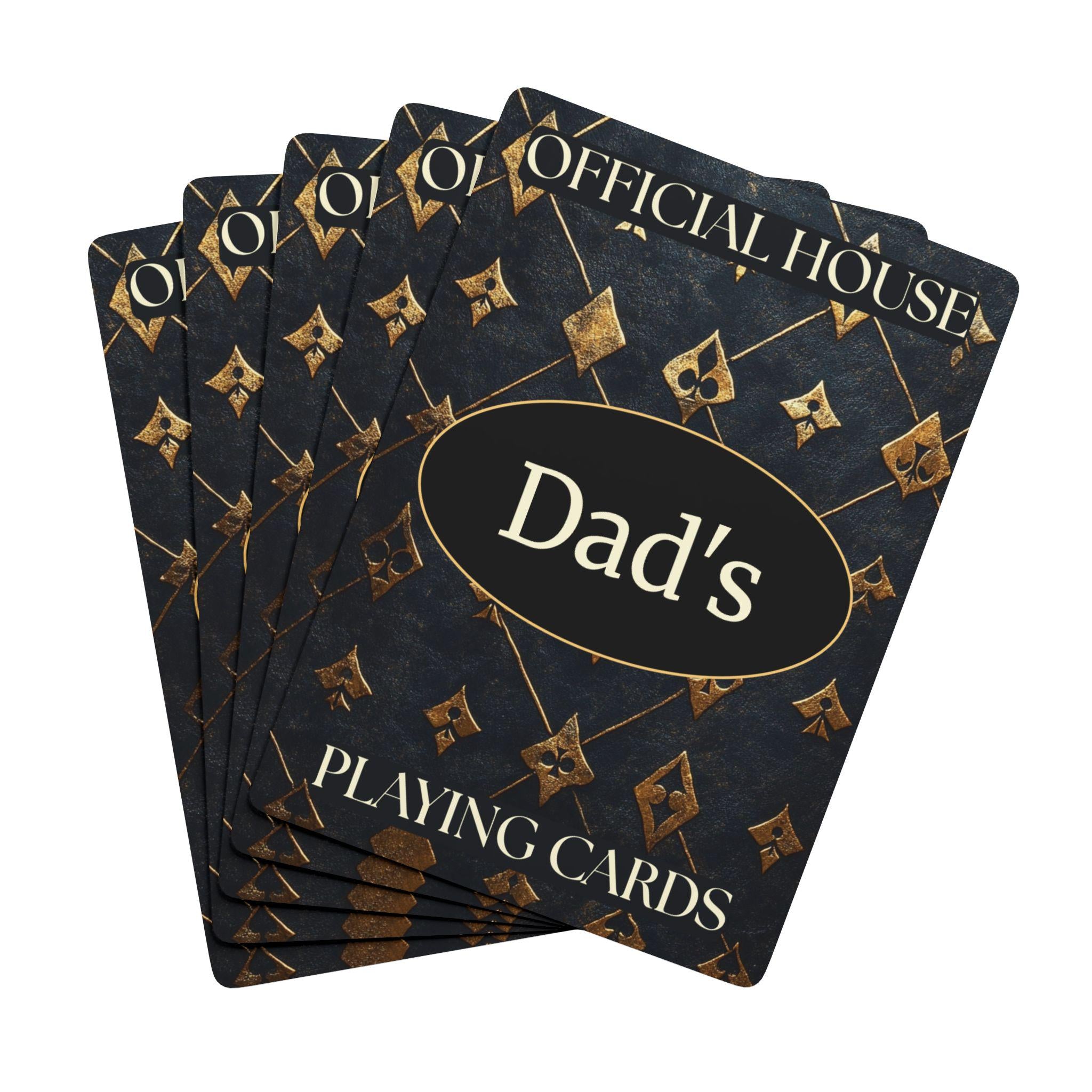 Personalized Gold & Black Playing Cards: Custom Deck for Dad, Grandpa, Game Night Gifts