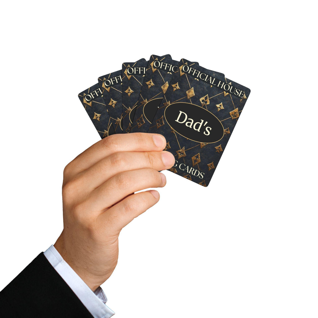 Personalized Gold & Black Playing Cards: Custom Deck for Dad, Grandpa, Game Night Gifts