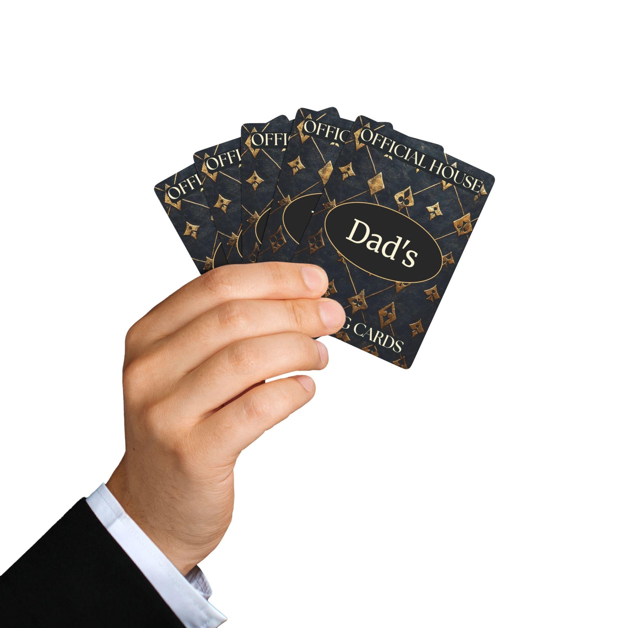 Personalized Gold & Black Playing Cards: Custom Deck for Dad, Grandpa, Game Night Gifts