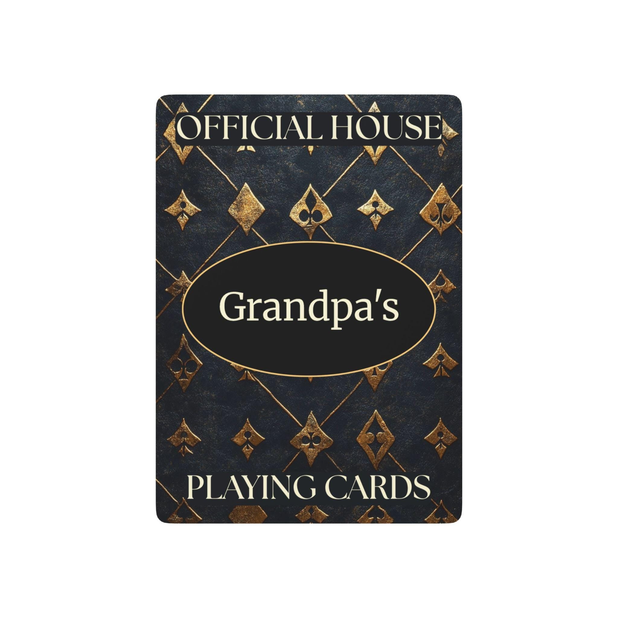 Personalized Gold & Black Playing Cards: Custom Deck for Dad, Grandpa, Game Night Gifts