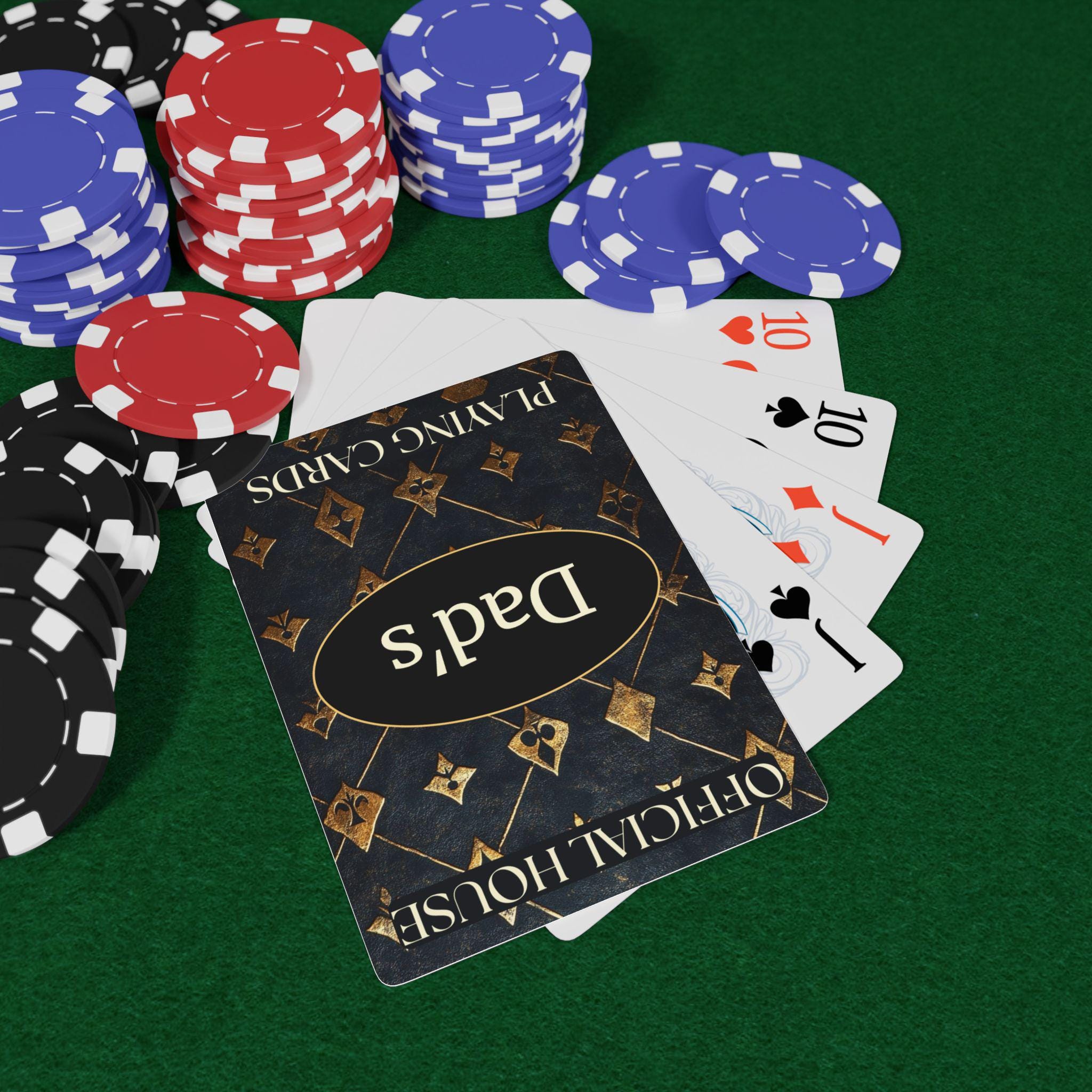 Personalized Gold & Black Playing Cards: Custom Deck for Dad, Grandpa, Game Night Gifts
