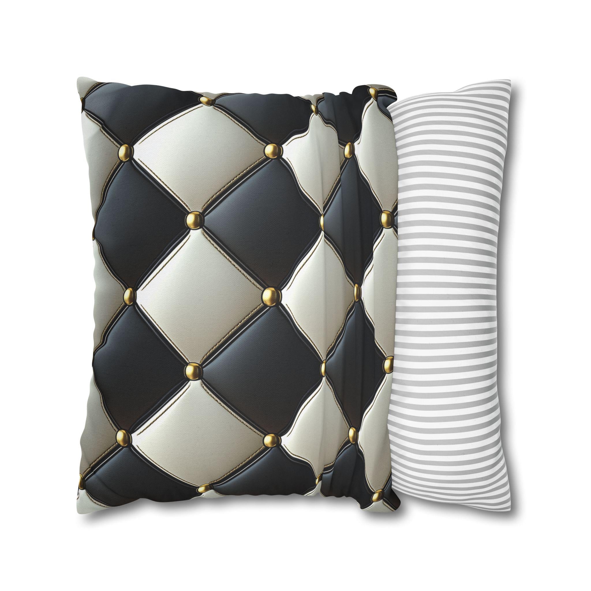 Racing Flag Checkered Pillow Cover: Black & White Cushion for Mancave, Office, Game Room Decor