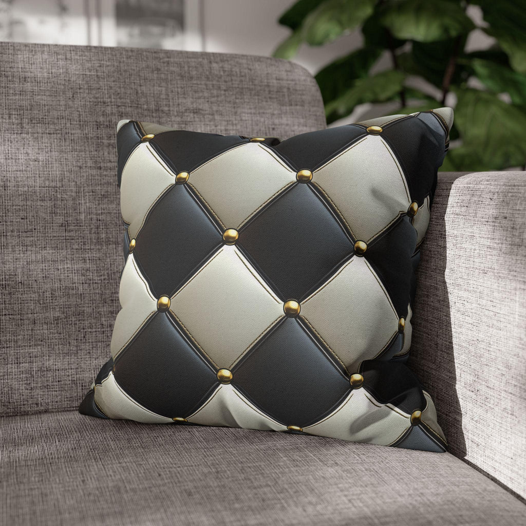 Racing Flag Checkered Pillow Cover: Black & White Cushion for Mancave, Office, Game Room Decor