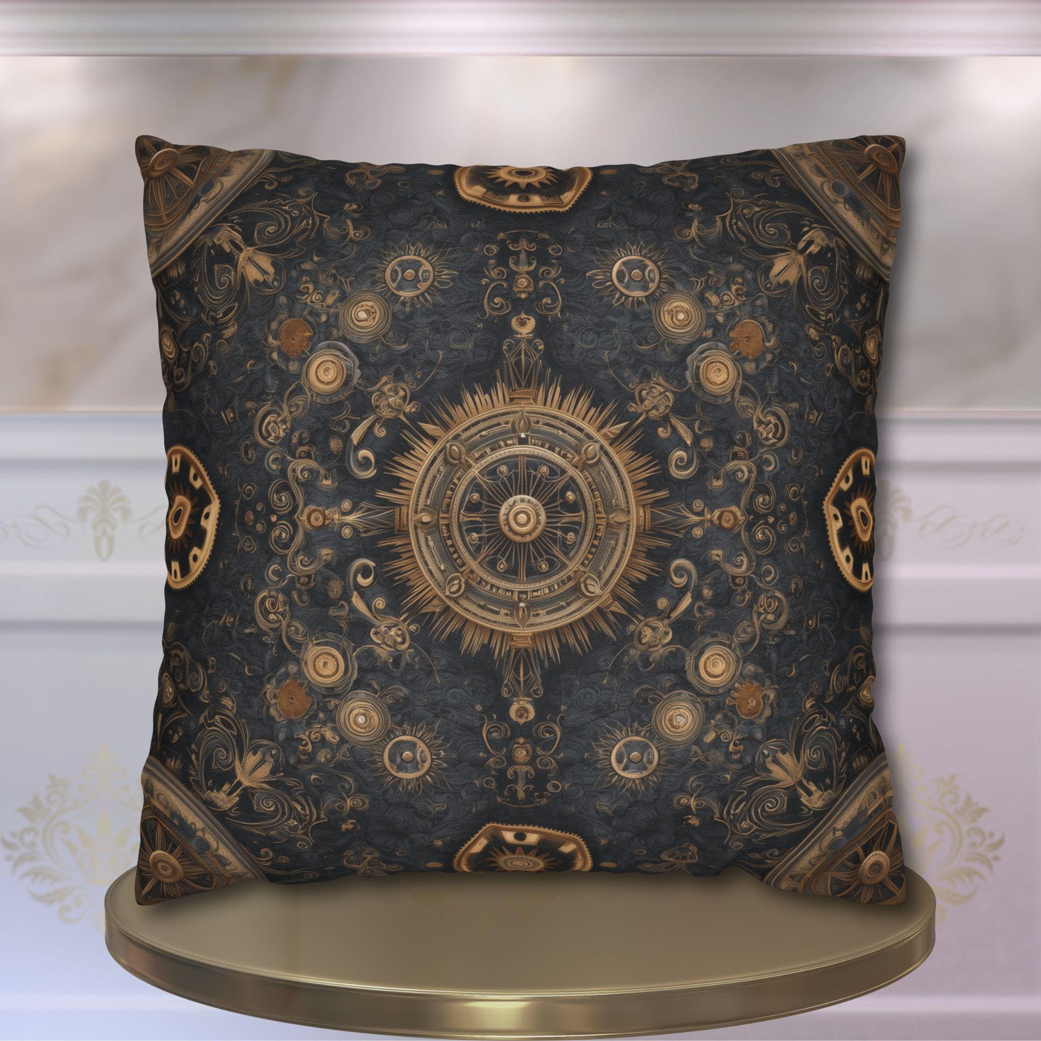 Steampunk Gear Pillow Cover: Vintage Mechanical Design for Workshop, Office, Sci-Fi Decor