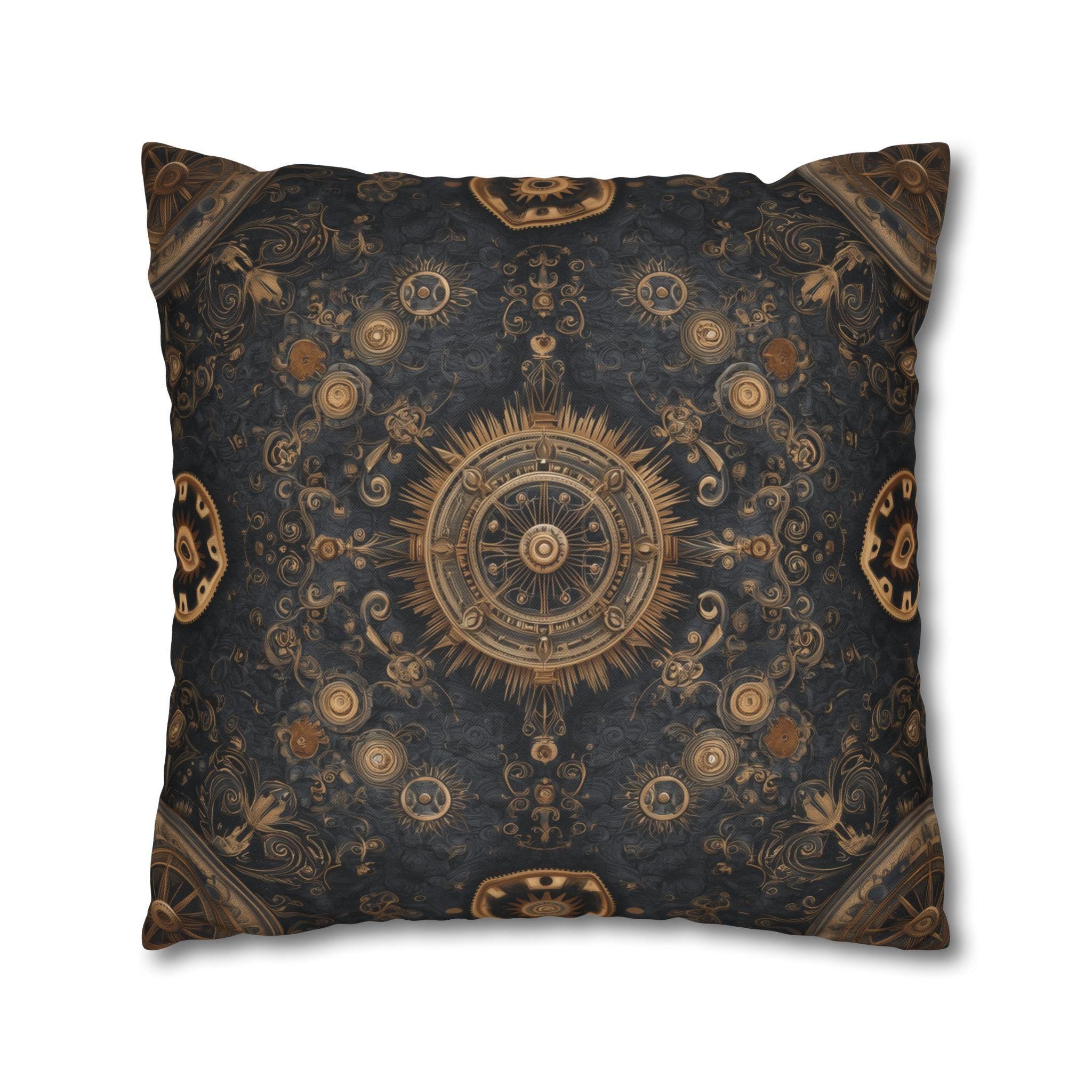 Steampunk Gear Pillow Cover: Vintage Mechanical Design for Workshop, Office, Sci-Fi Decor