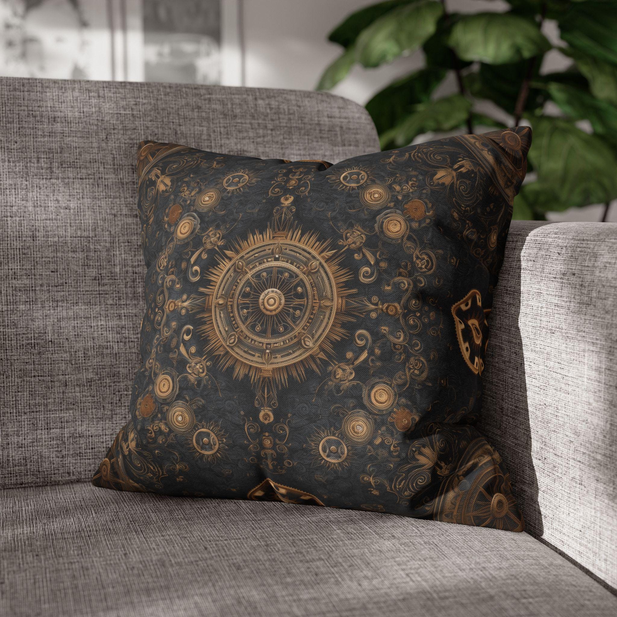 Steampunk Gear Pillow Cover: Vintage Mechanical Design for Workshop, Office, Sci-Fi Decor