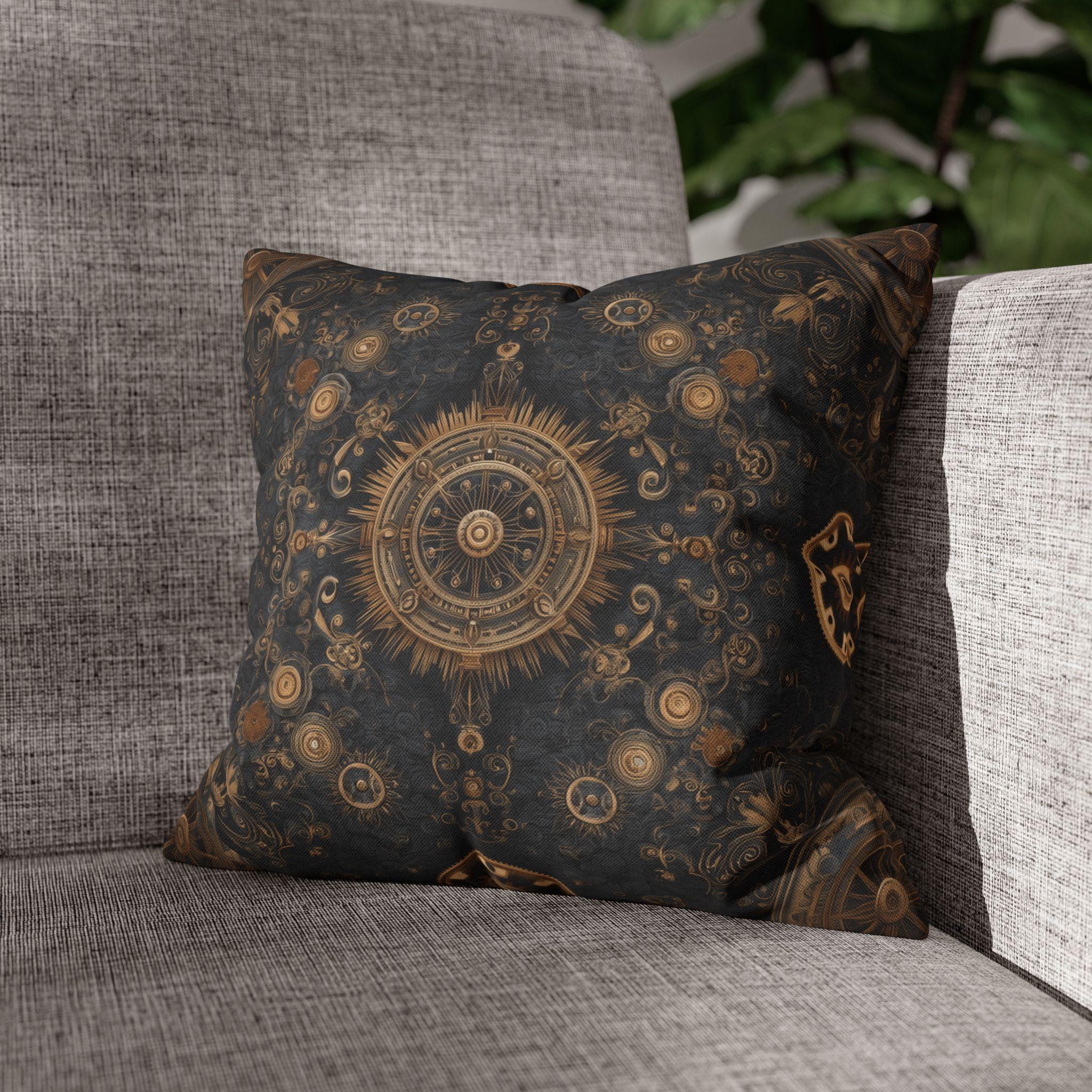 Steampunk Gear Pillow Cover: Vintage Mechanical Design for Workshop, Office, Sci-Fi Decor