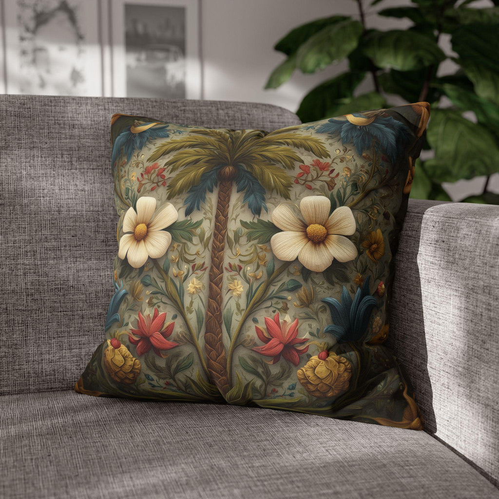 William Morris Tropical Palm Pillow Cover: Exotic Floral Cushion