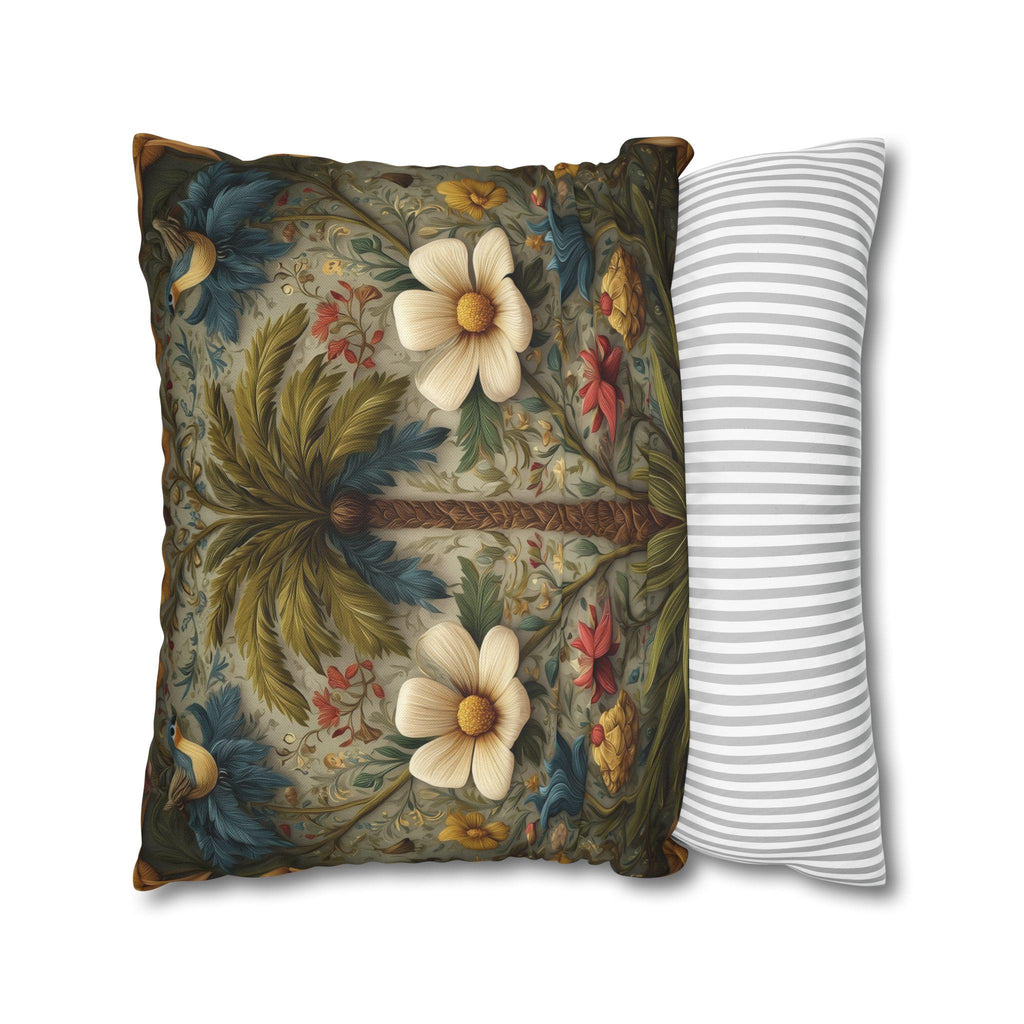 William Morris Tropical Palm Pillow Cover: Exotic Floral Cushion