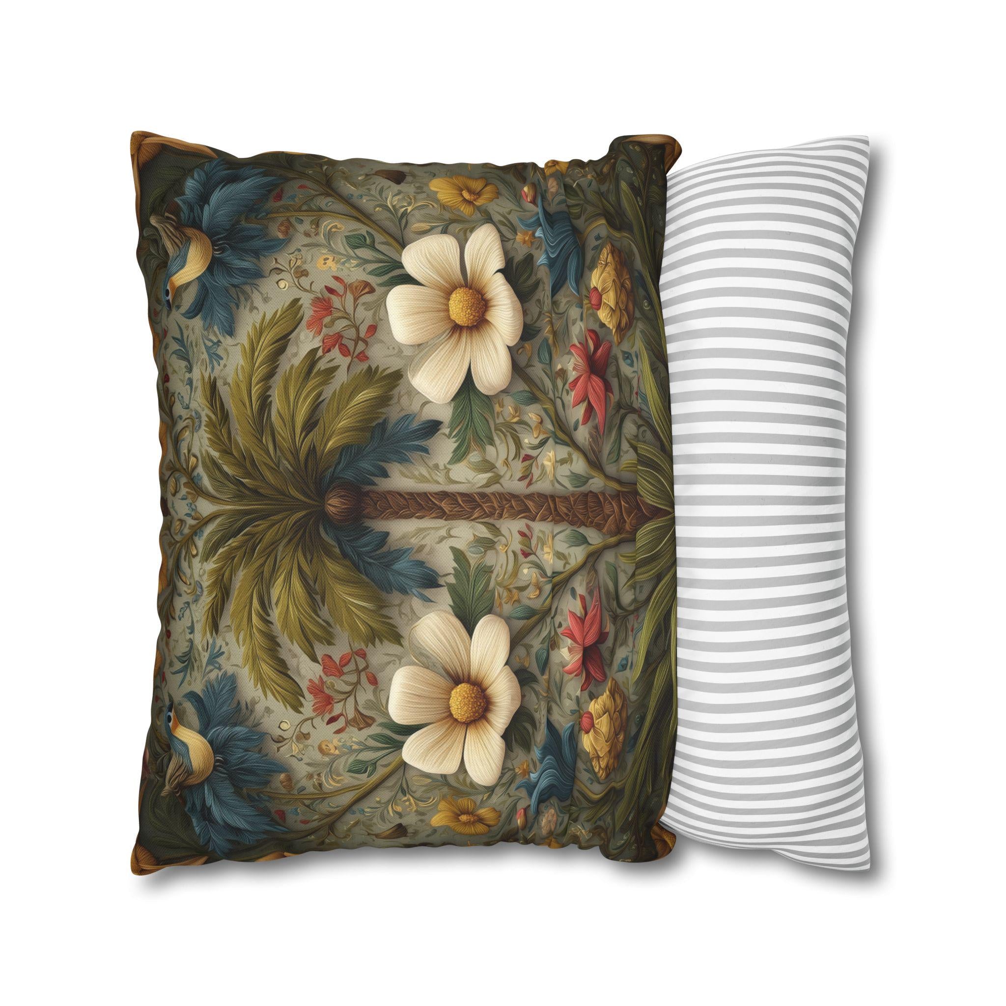 William Morris Tropical Palm Pillow Cover: Exotic Floral Cushion