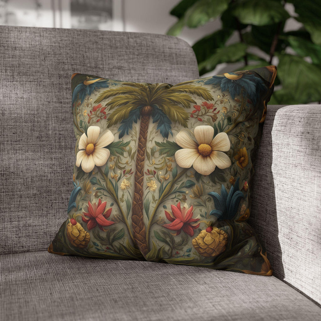 William Morris Tropical Palm Pillow Cover: Exotic Floral Cushion
