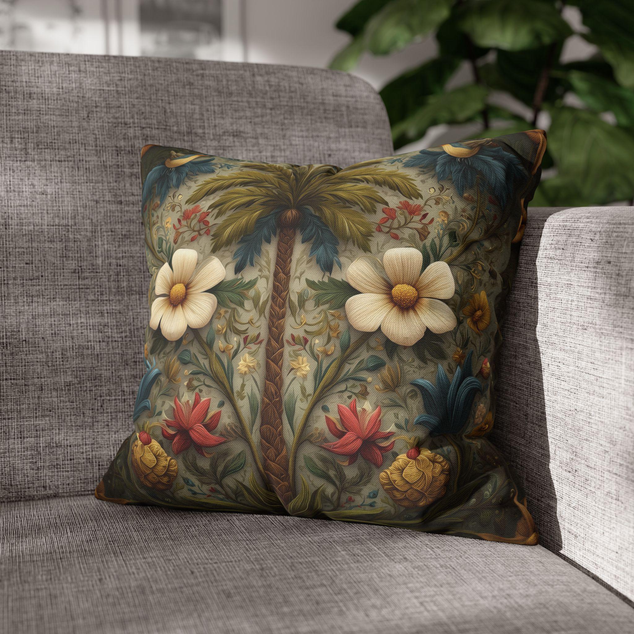 William Morris Tropical Palm Pillow Cover: Exotic Floral Cushion