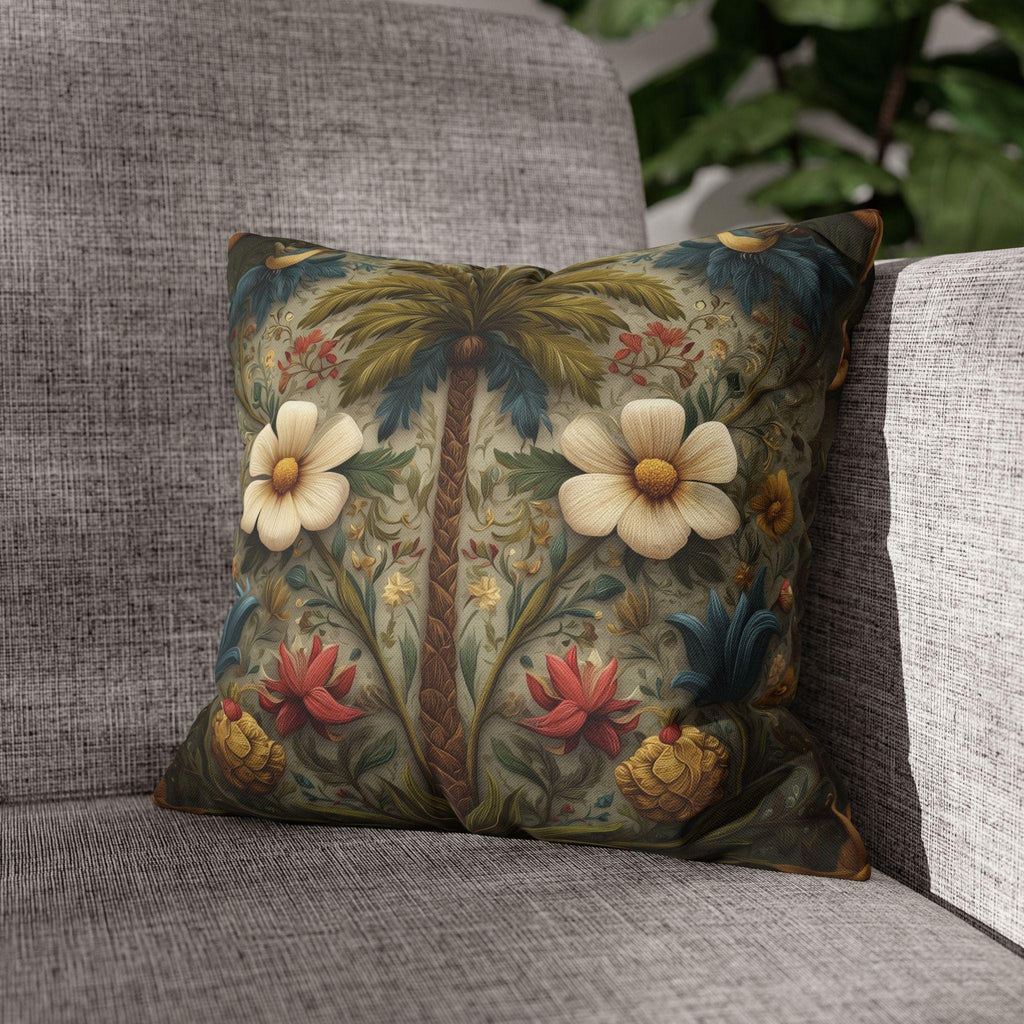 William Morris Tropical Palm Pillow Cover: Exotic Floral Cushion