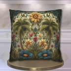 William Morris Inspired Tropical Palm Tree Pillow Cover: Sunset Coastal Botanical Cushion Decor