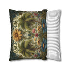 William Morris Inspired Tropical Palm Tree Pillow Cover: Sunset Coastal Botanical Cushion Decor