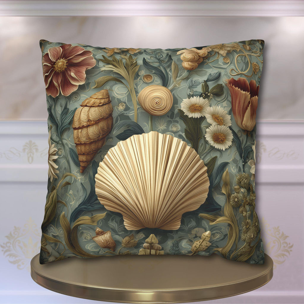 William Morris Seashell Pillow Cover: Coastal Cottage Cushion