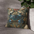 William Morris Inspired Blue Crab Coastal Pillow Cover: Maryland Nautical Charm for Home Decor