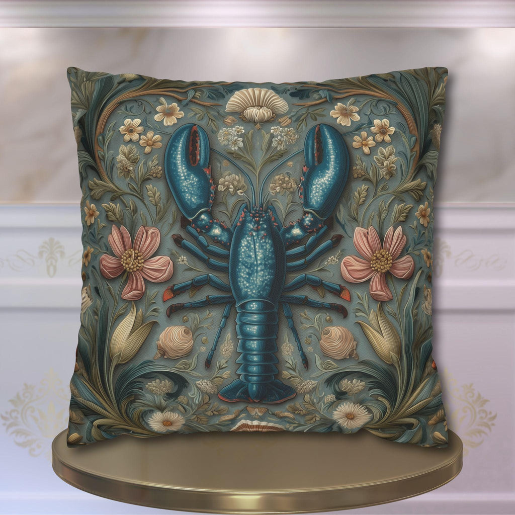 William Morris Lobster Pillow Cover: Coastal Maine Decor