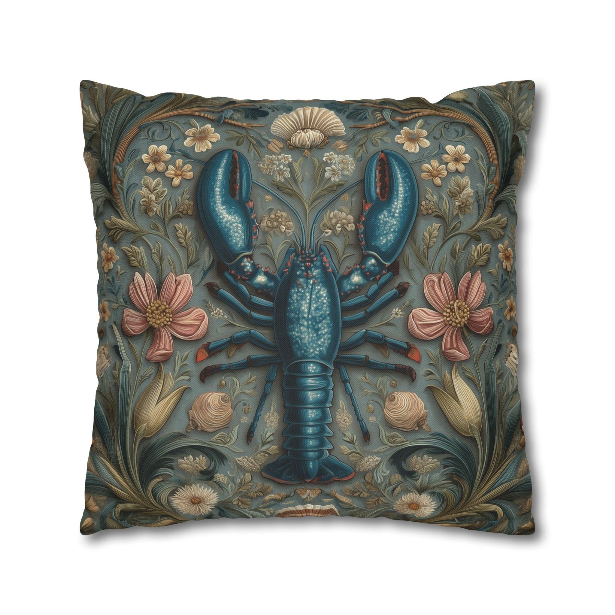 William Morris Lobster Pillow Cover: Coastal Maine Decor